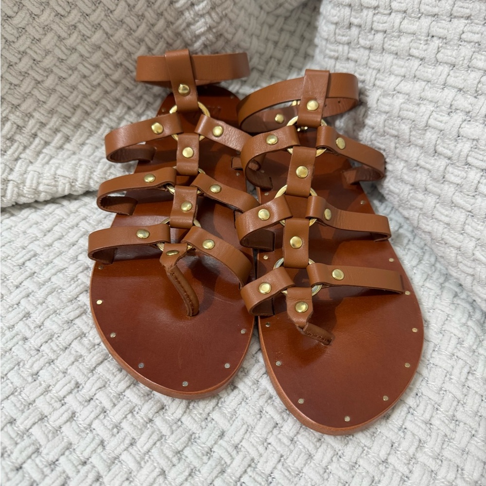 Beek Crane Studded Gladiator Sandal in Brown tan